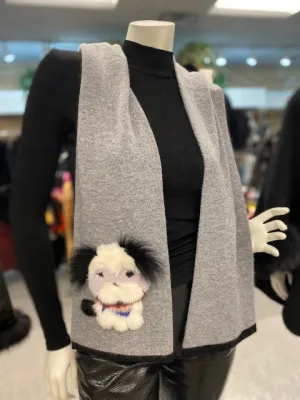 Cashmere Scarf with Mink Puppies