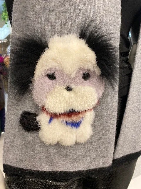 Cashmere Scarf with Mink Puppies