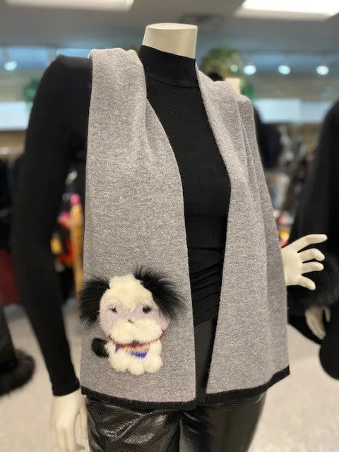 Cashmere Scarf with Mink Puppies
