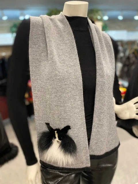Cashmere Scarf with Mink Puppies