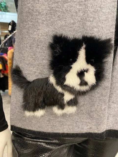 Cashmere Scarf with Mink Puppies
