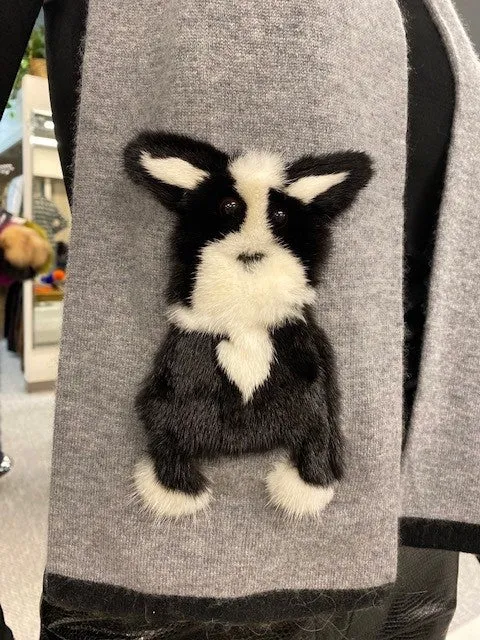 Cashmere Scarf with Mink Puppies