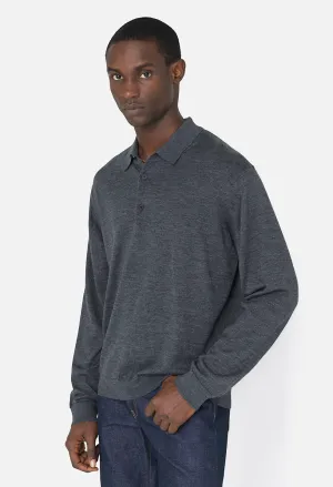 Cashmere Wool Blend Polo / Charcoal
