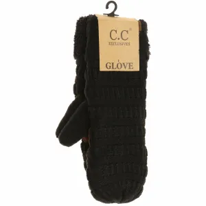 C.C. Beanie Solid Fuzzy Lined Mittens