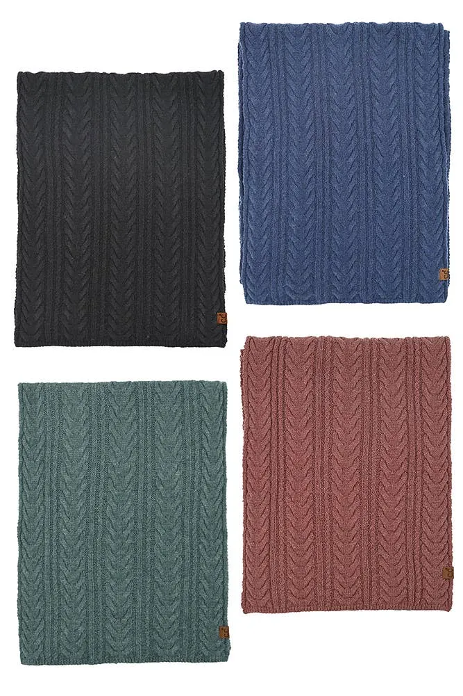 C.C Cable Winter Scarf: Black