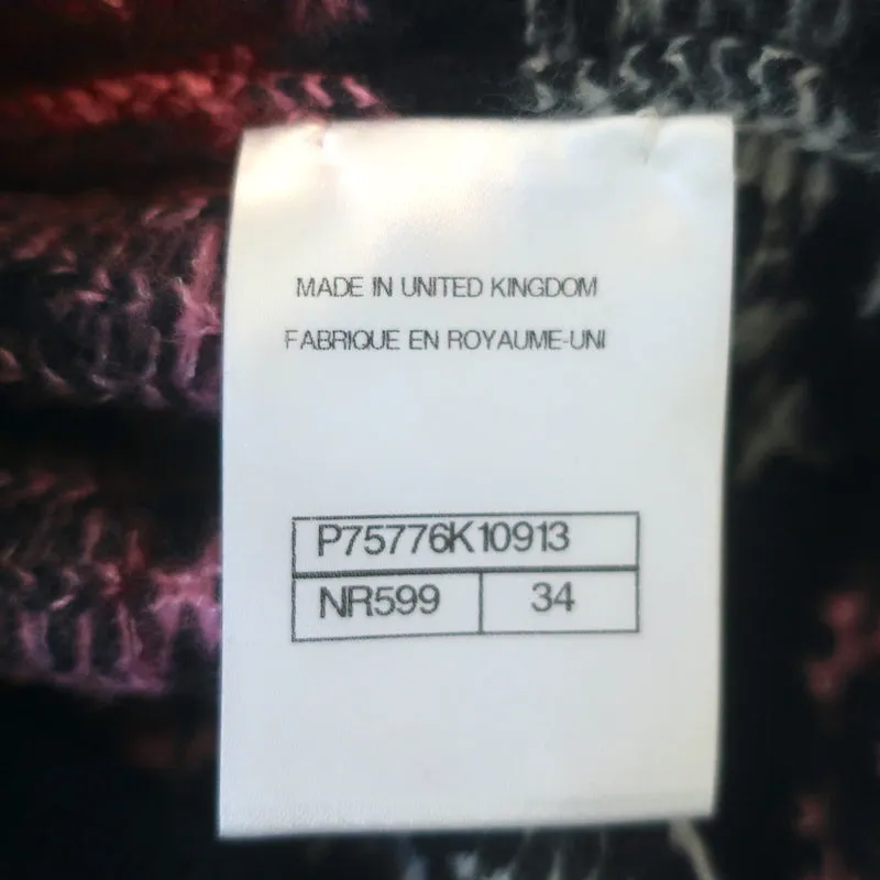 Chanel 23B Chain Link Intarsia Knit Cardigan Navy Cashmere-Blend Size 34