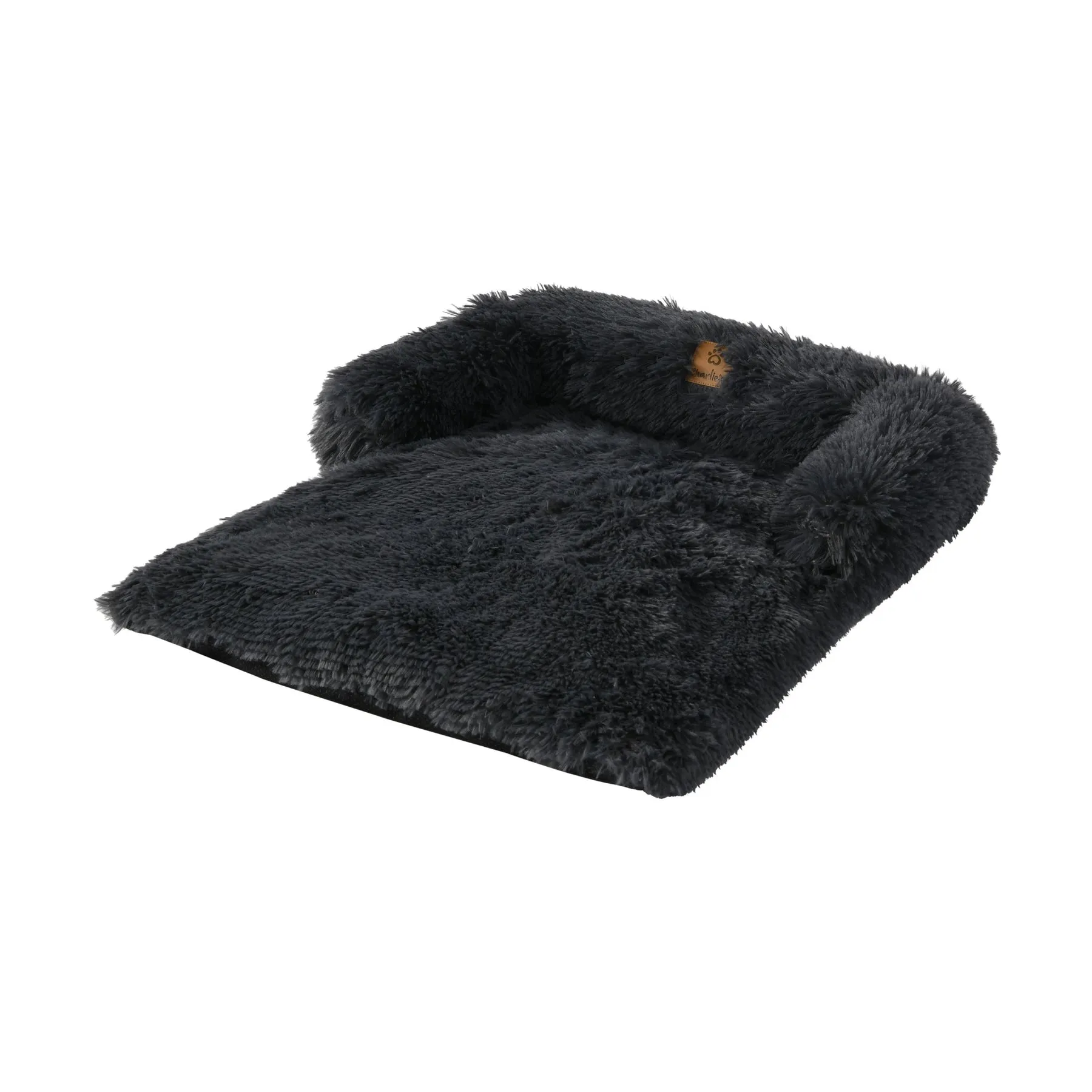 Charlie's Shaggy Faux Fur Bolster Sofa Protector Calming Dog Bed Charcoal Small