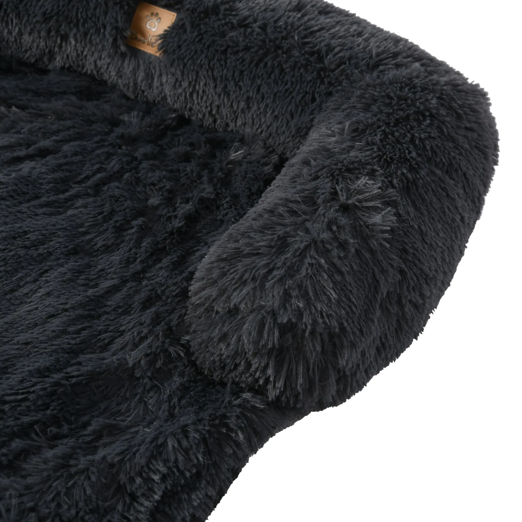 Charlie's Shaggy Faux Fur Bolster Sofa Protector Calming Dog Bed Charcoal Small