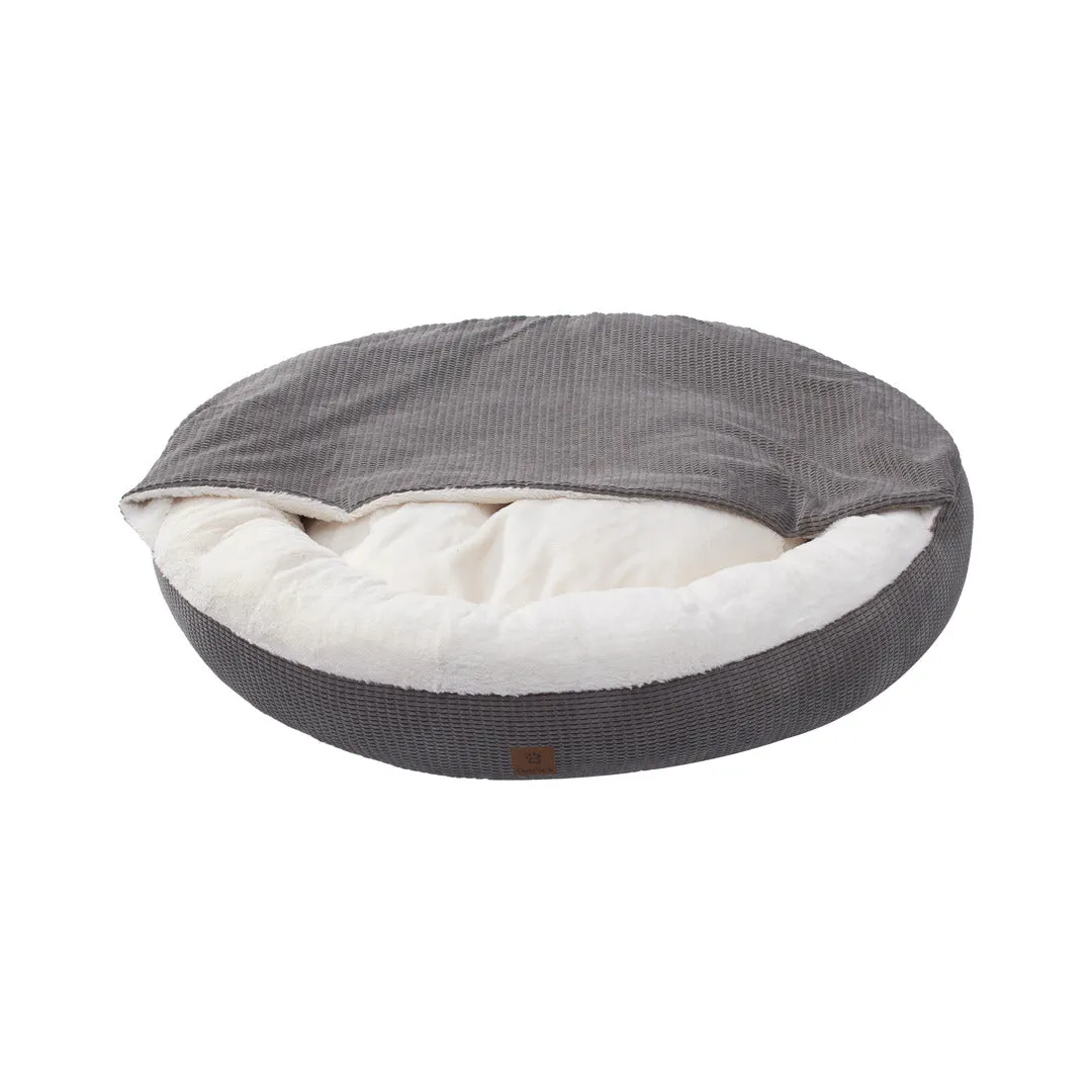 Charlie's Snookie Hooded Calming Dog Bed Grey Extra Large