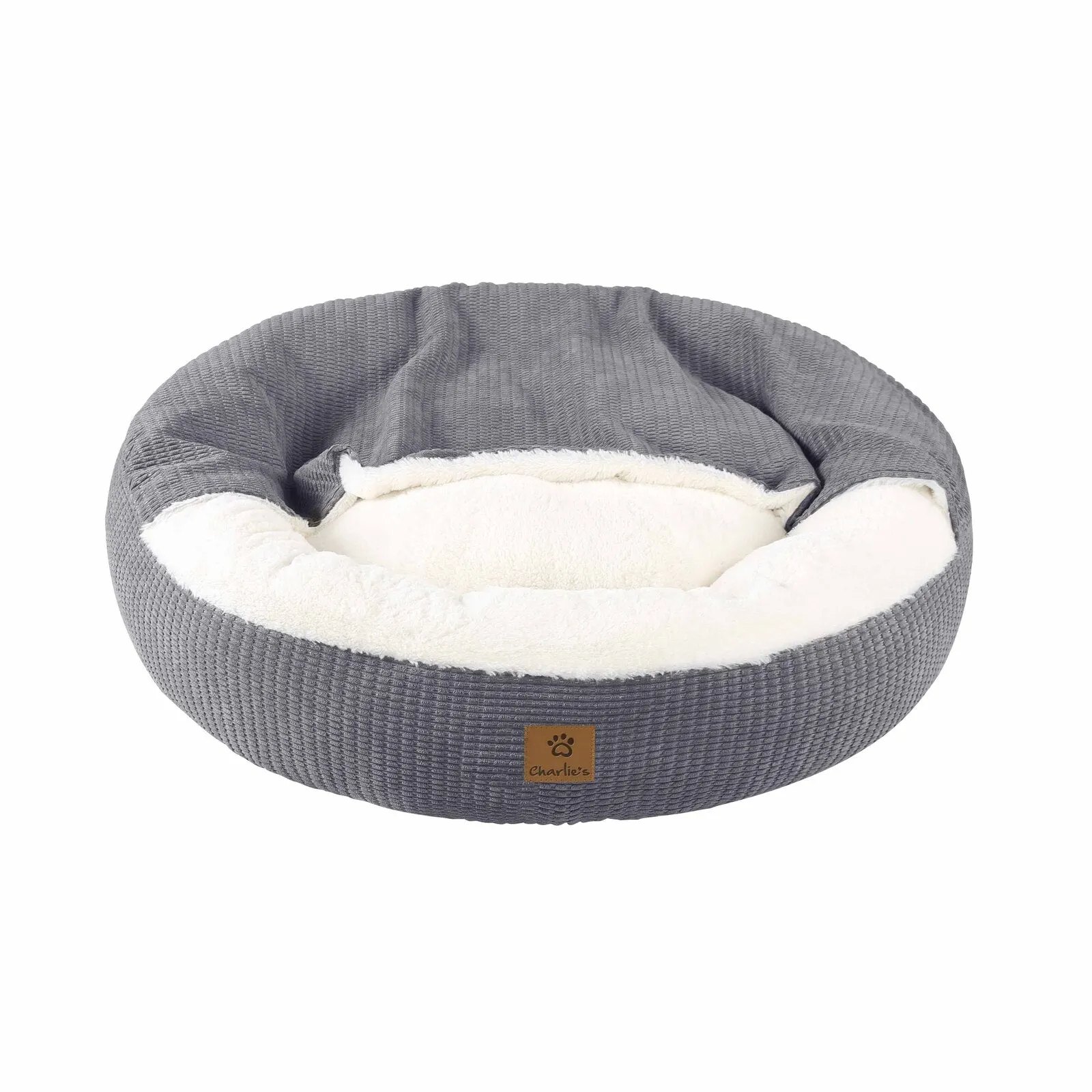 Charlie's Snookie Hooded Calming Dog Bed Grey Extra Large