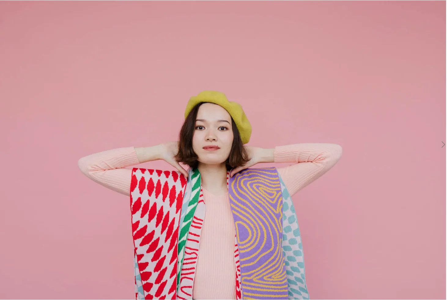Checkered Wool and Cashmere Scarf in Blush Pink and Red