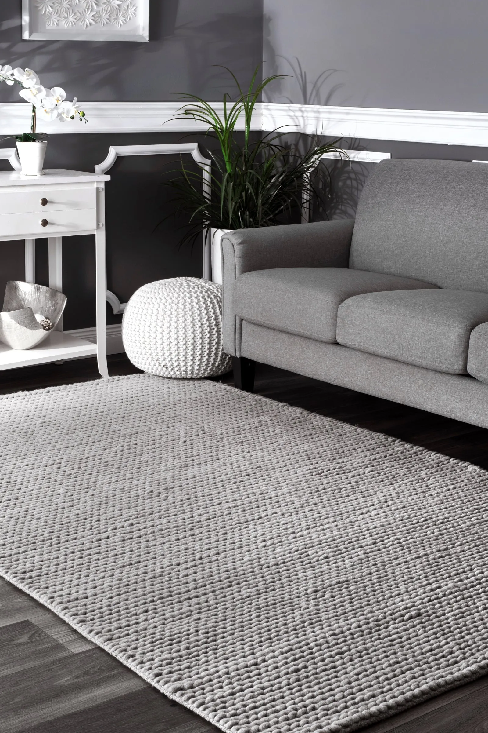 CHUNKY CABLE HANDWOVEN GREY