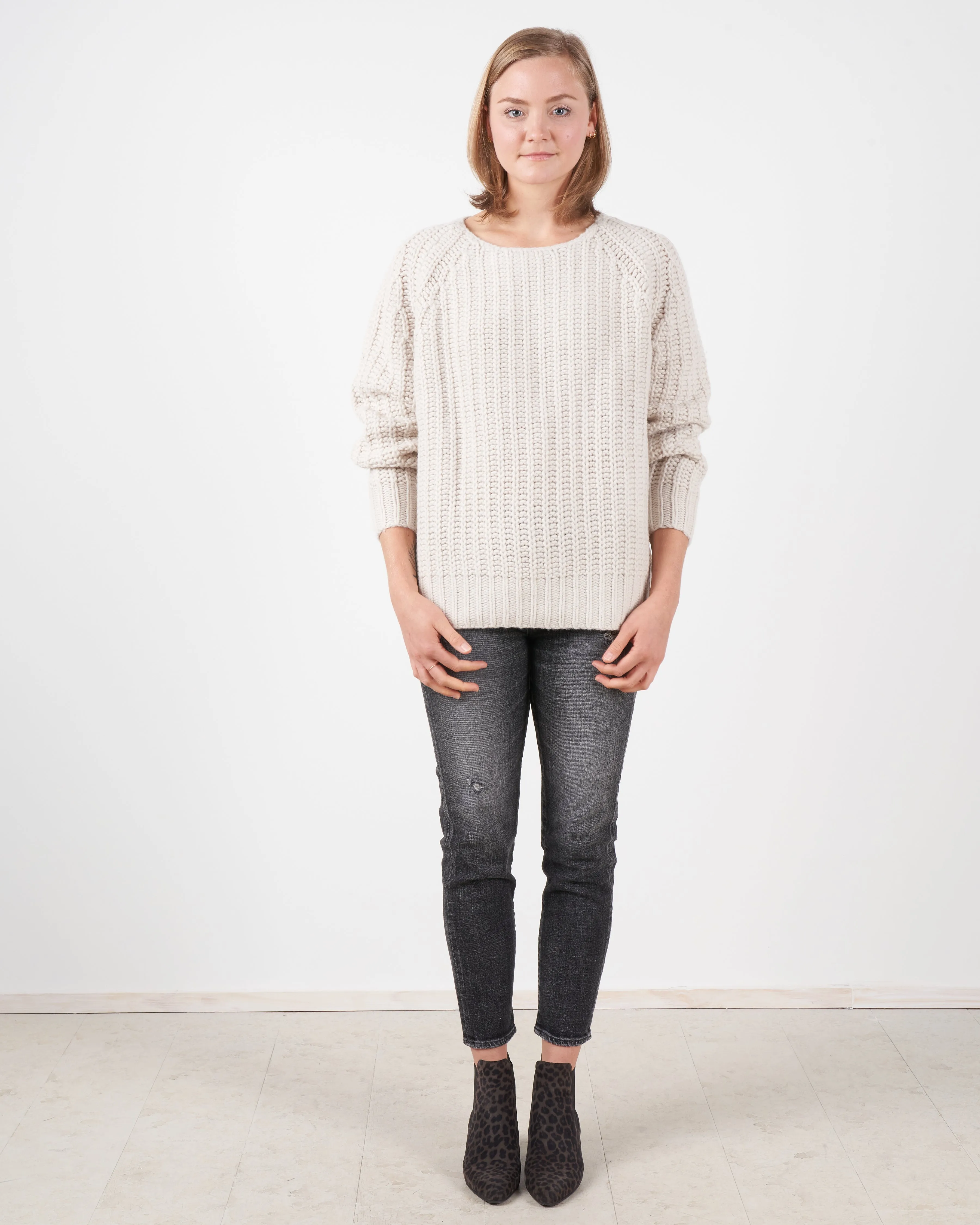 chunky fisherman sweater - bone