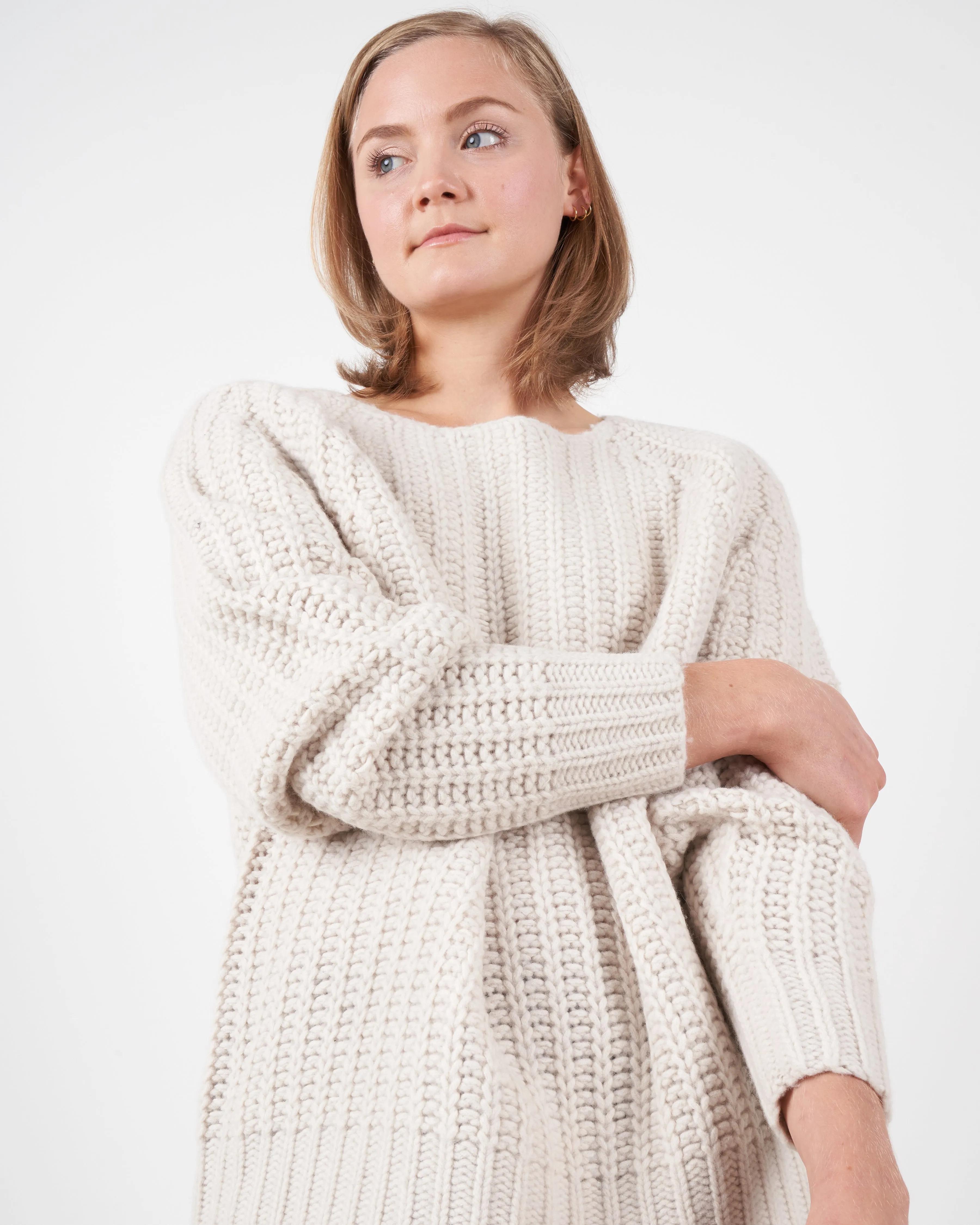 chunky fisherman sweater - bone