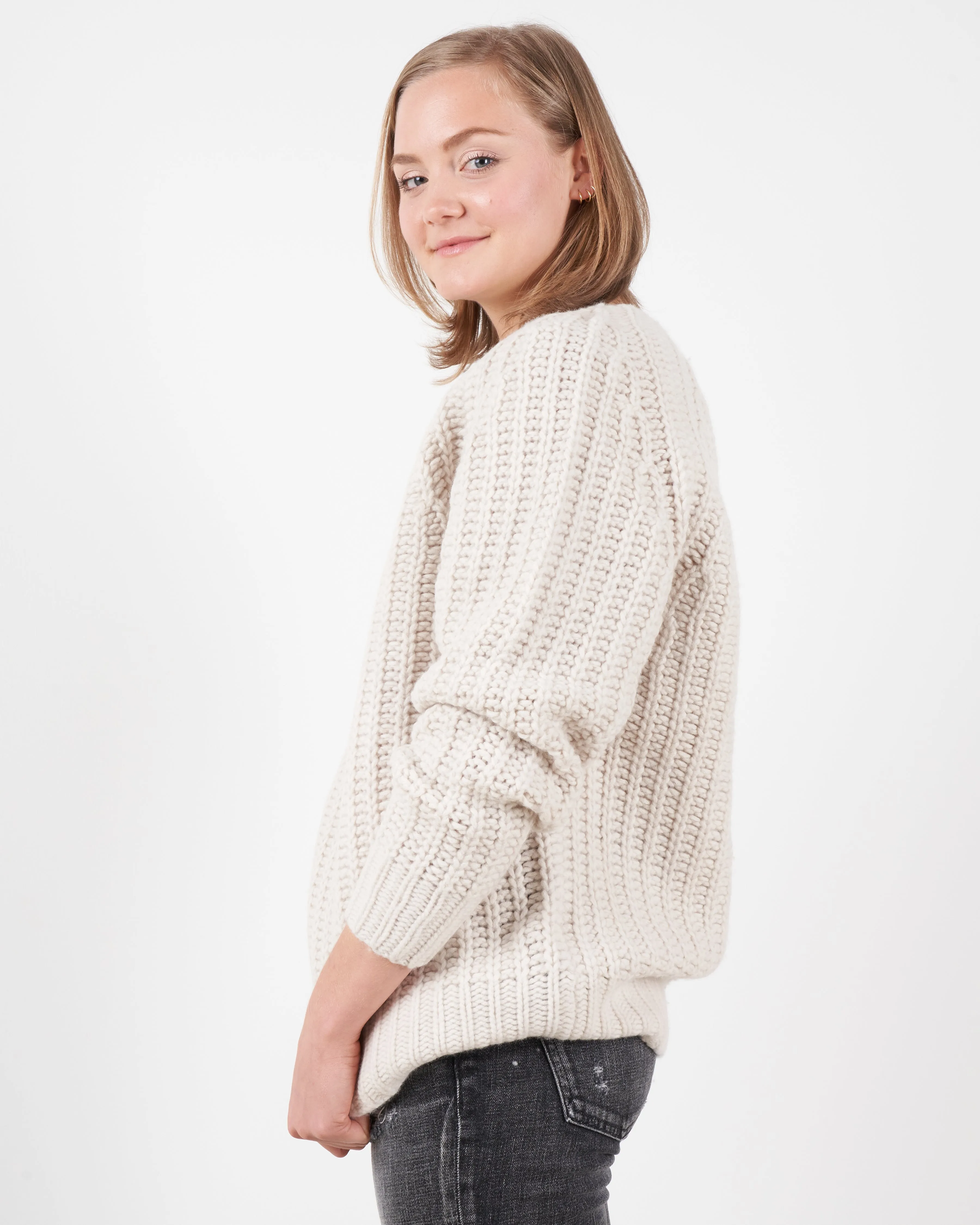 chunky fisherman sweater - bone