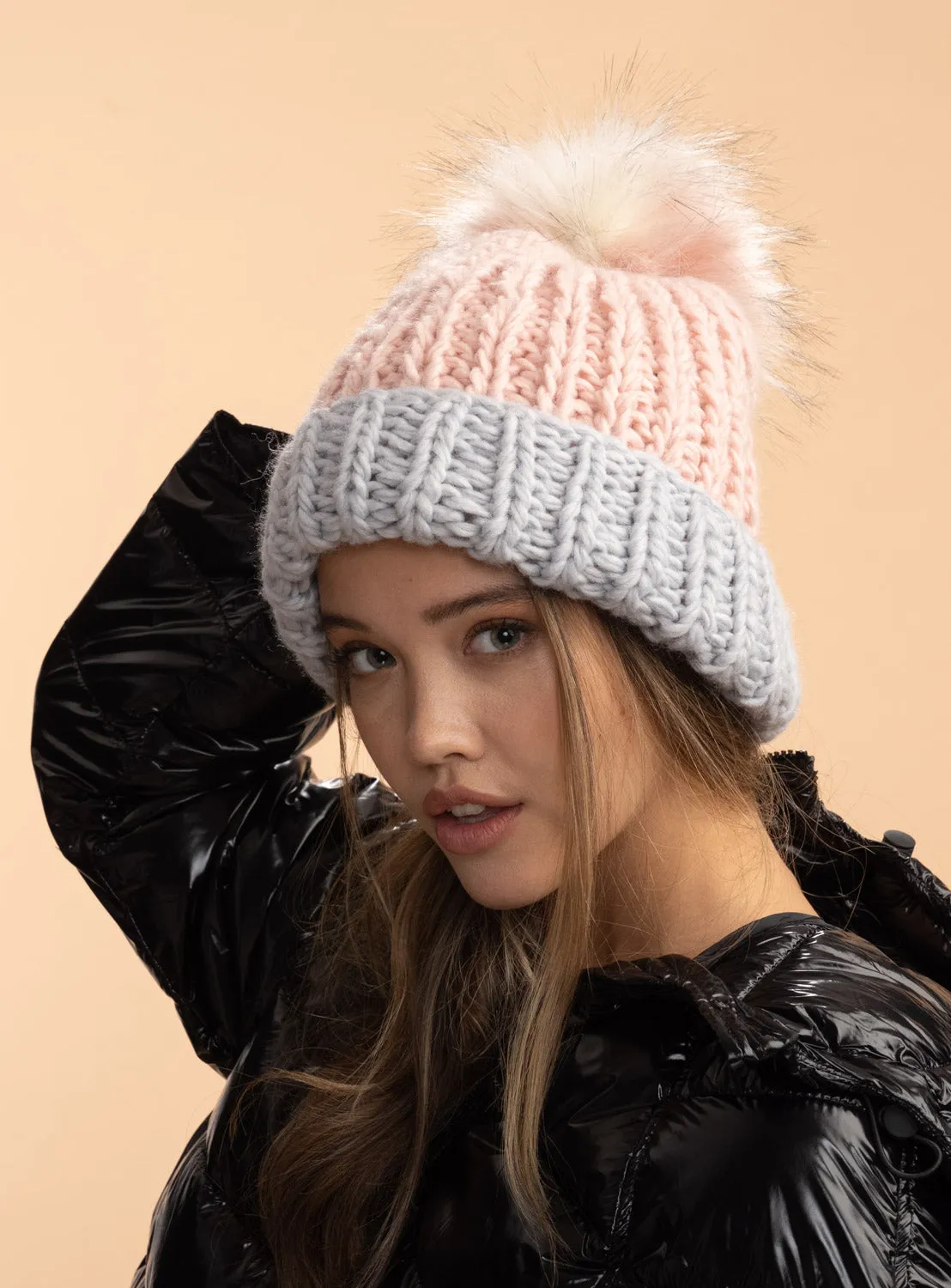 Chunky Knit Faux Fur
