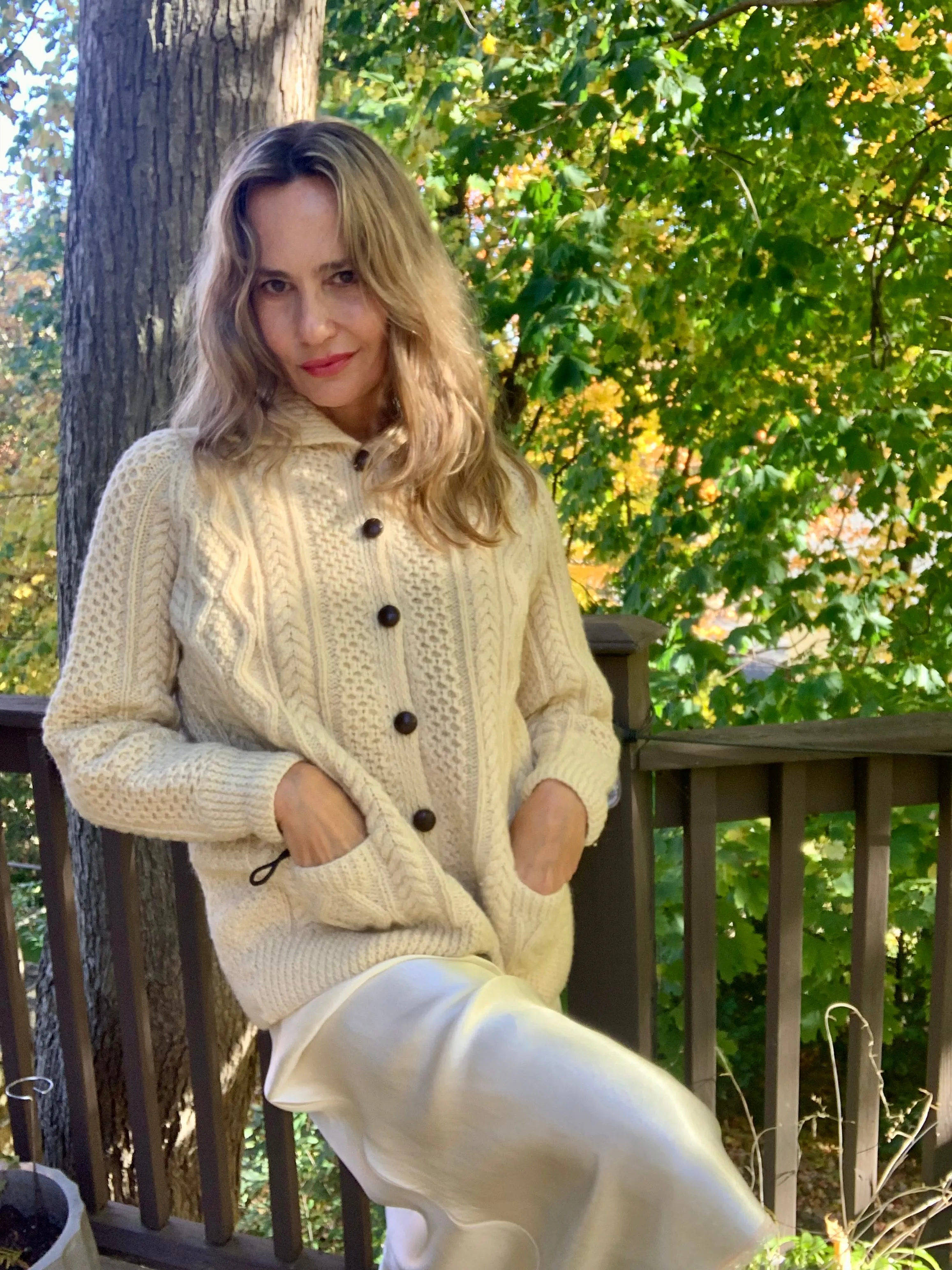 Chunky Knit Pure Irish Wool Cardigan - 70s - 70G