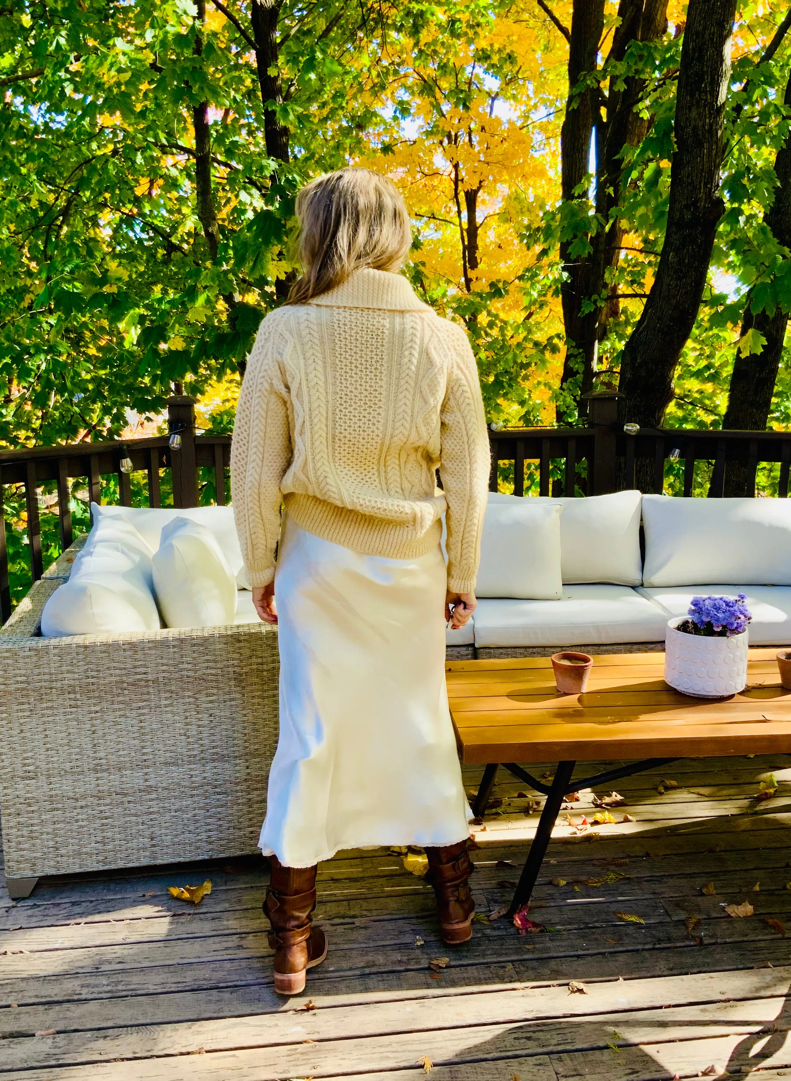 Chunky Knit Pure Irish Wool Cardigan - 70s - 70G