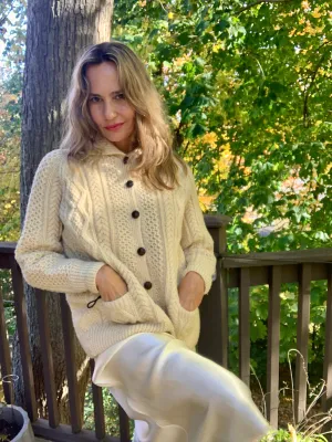 Chunky Knit Pure Irish Wool Cardigan - 70s - 70G