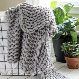 Chunky Knit Throw - Grey