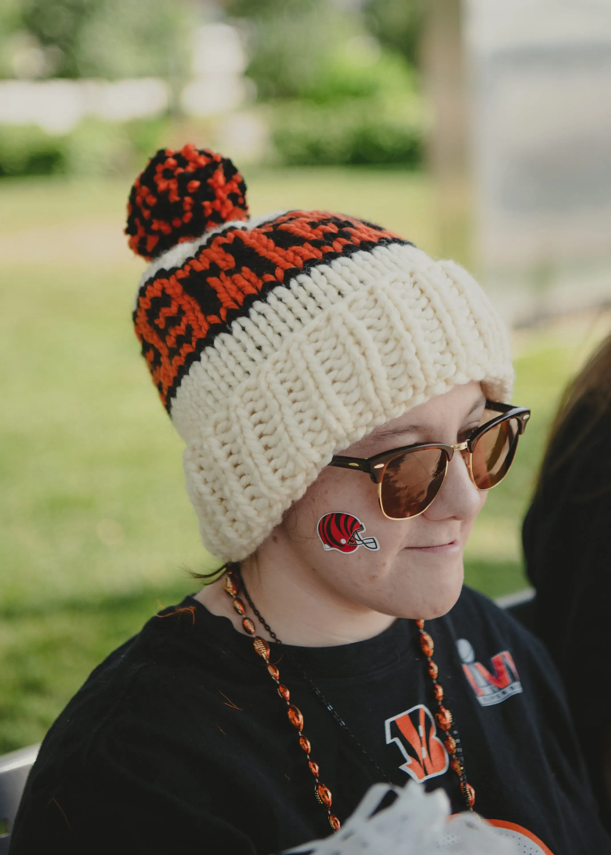 Chunky Knit Tiger Hat - Handmade Winter Beanie for Adults - Cincinnati Football Ready to Ship - Small Size