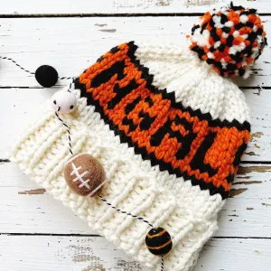 Chunky Knit Tiger Hat - Handmade Winter Beanie for Adults - Cincinnati Football Ready to Ship - Small Size