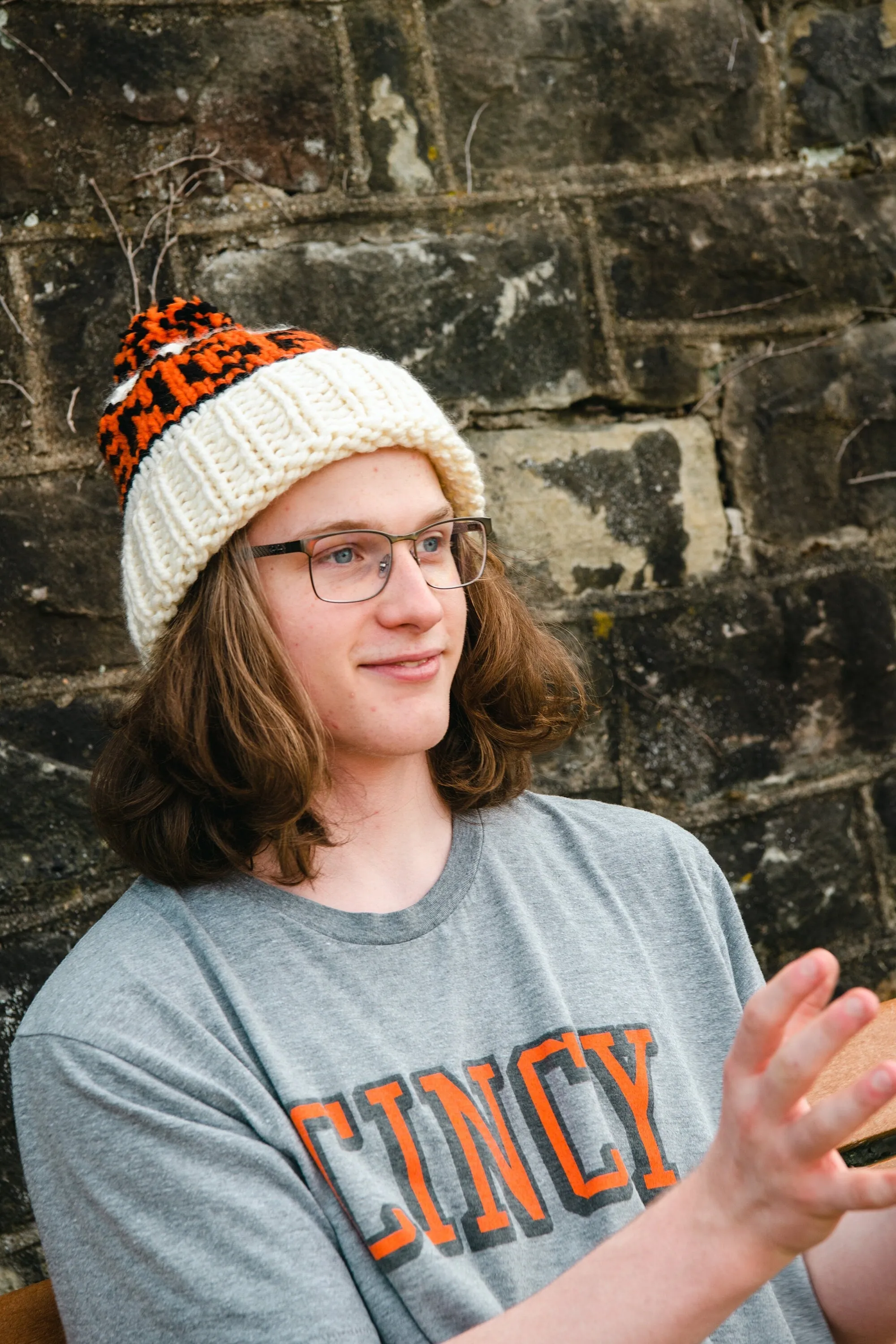 Chunky Knit Tiger Hat - Handmade Winter Beanie for Adults - Cincinnati Football Ready to Ship - Small Size