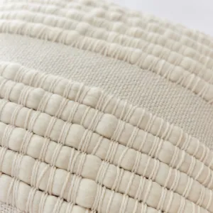Chunky Textured Merino Wool Pillow - Handwoven Front, Cotton Back