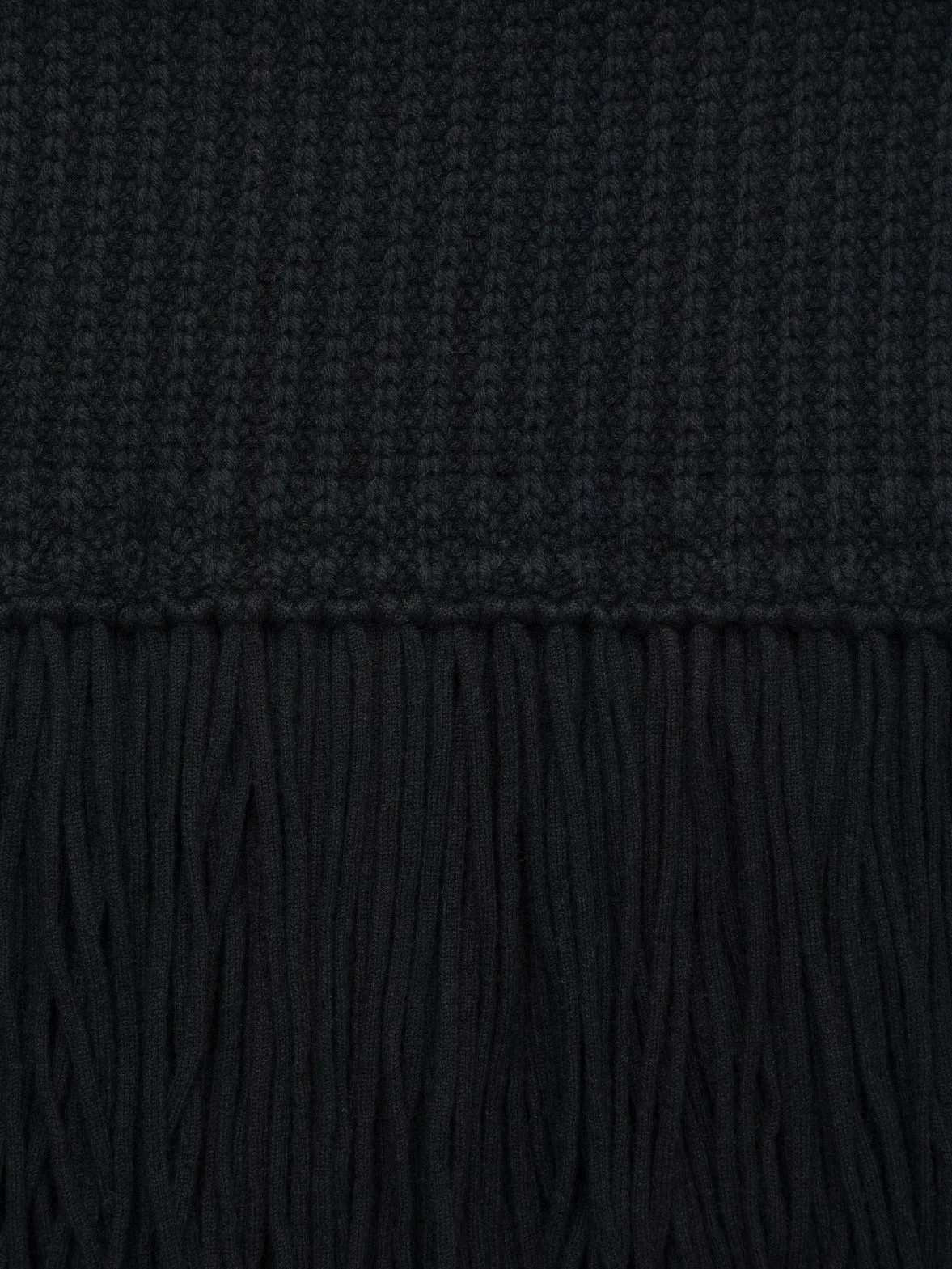 Chunky Wool Cashmere Knit Scarf with Fringe