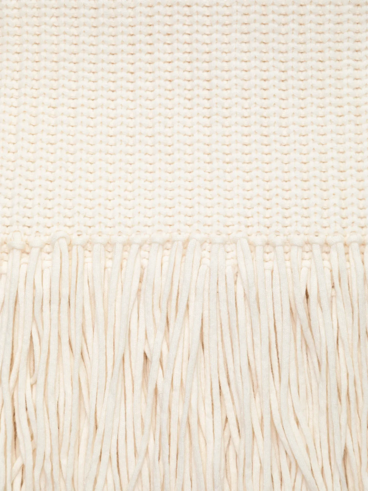 Chunky Wool Cashmere Knit Scarf with Fringe
