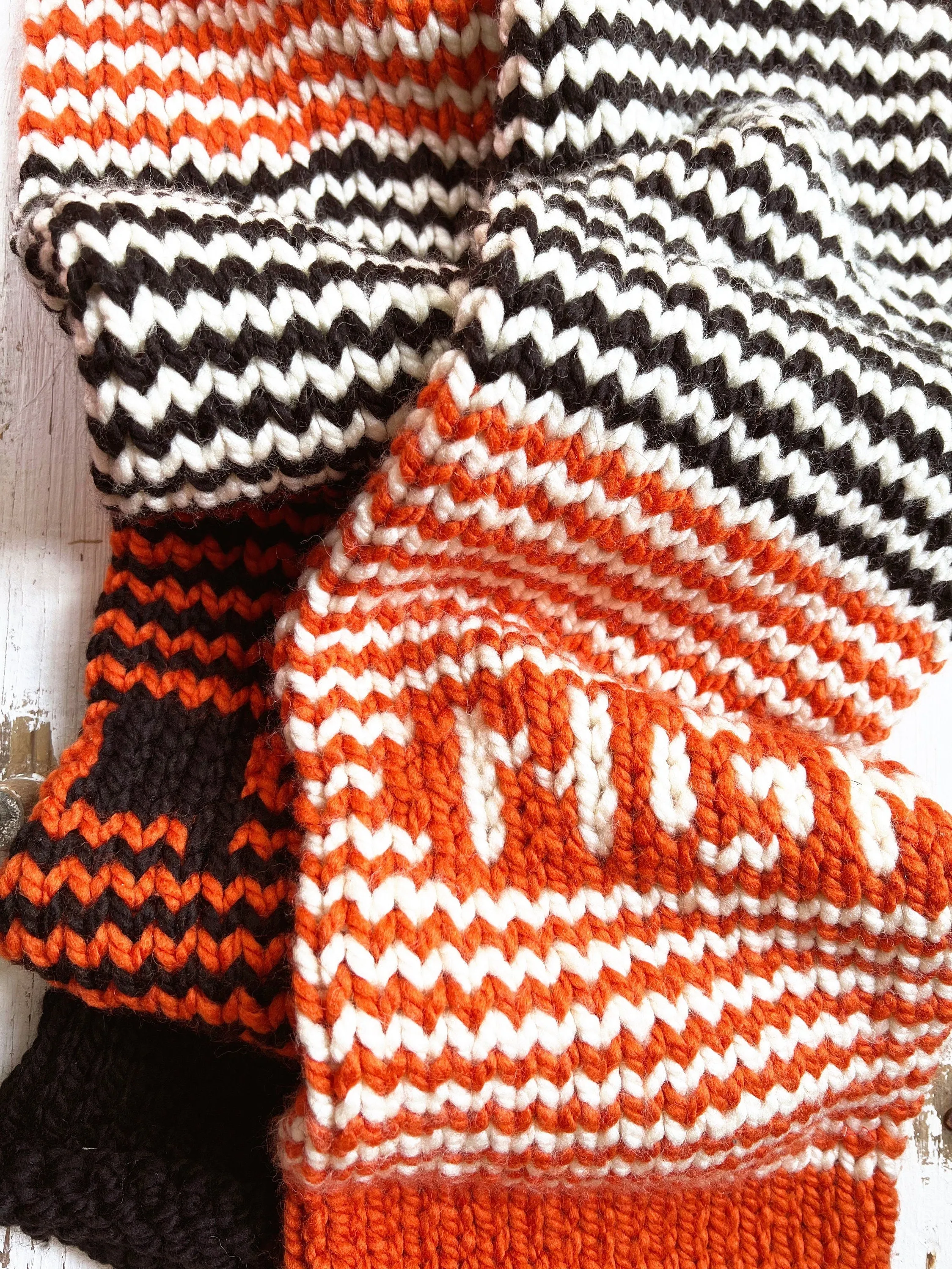 Cincinnati  Football Club Scarf,  Knitted Scarf, Knit Scarf Women, Handmade Gift For Her, Long Chunky Warm Scarf, Neck Warmer