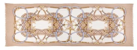 Cinta Featherweight Cashmere Scarf in Blossom/Camel