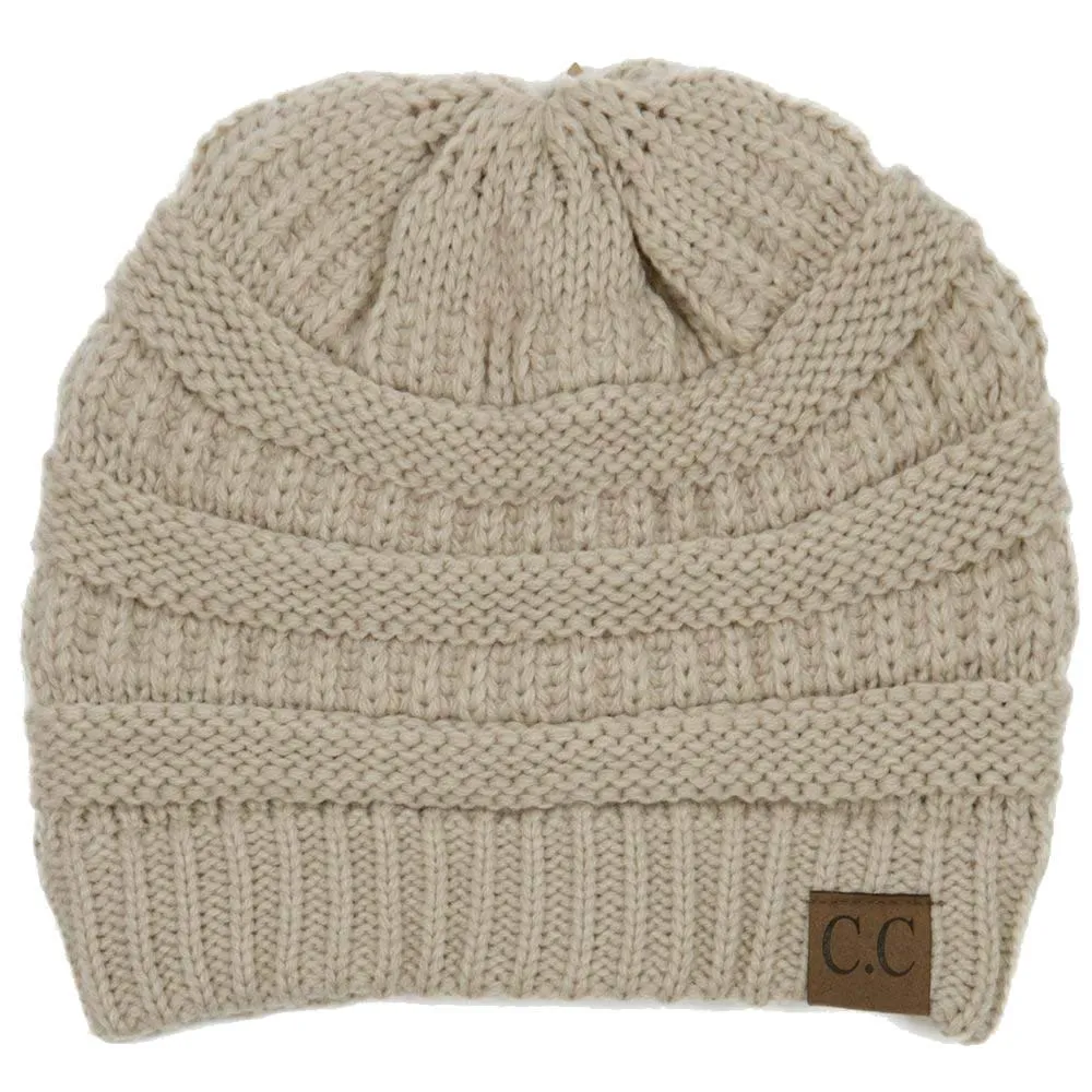 Classic Ribbed Cable Knit Beanie