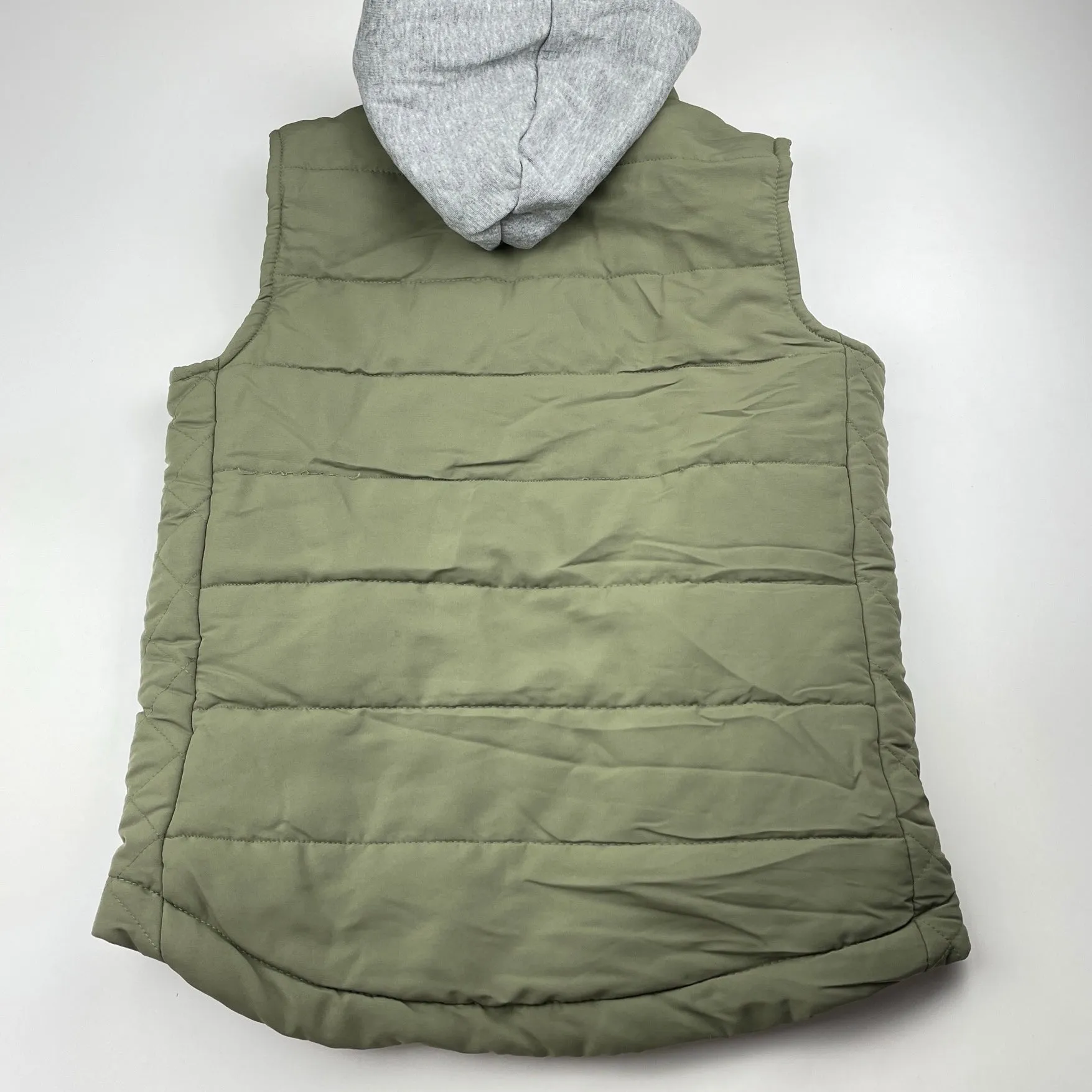 Clothing & Co khaki hooded puffer vest, size 9, Pre-loved