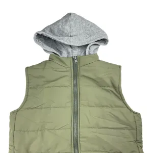 Clothing & Co khaki hooded puffer vest, size 9, Pre-loved
