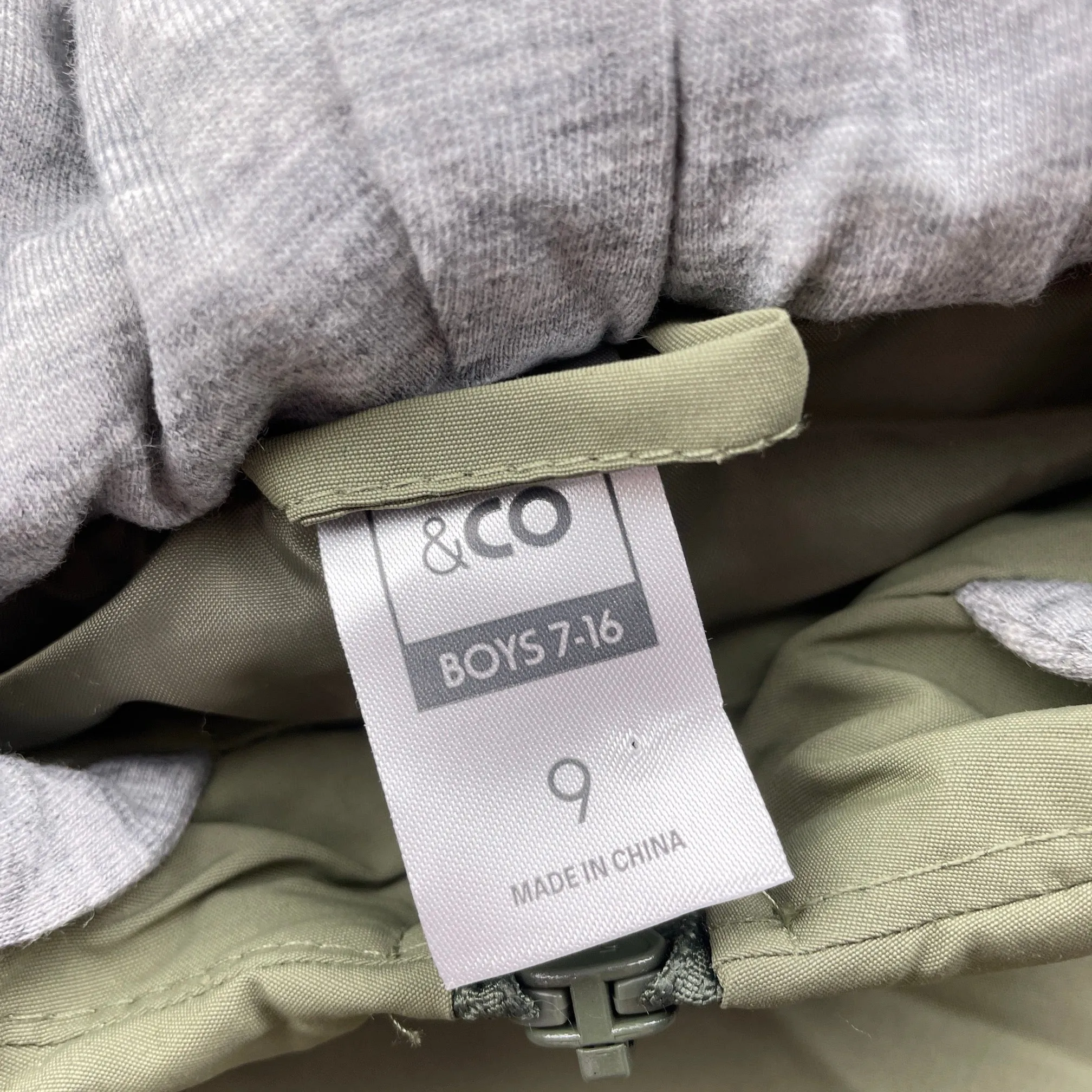 Clothing & Co khaki hooded puffer vest, size 9, Pre-loved