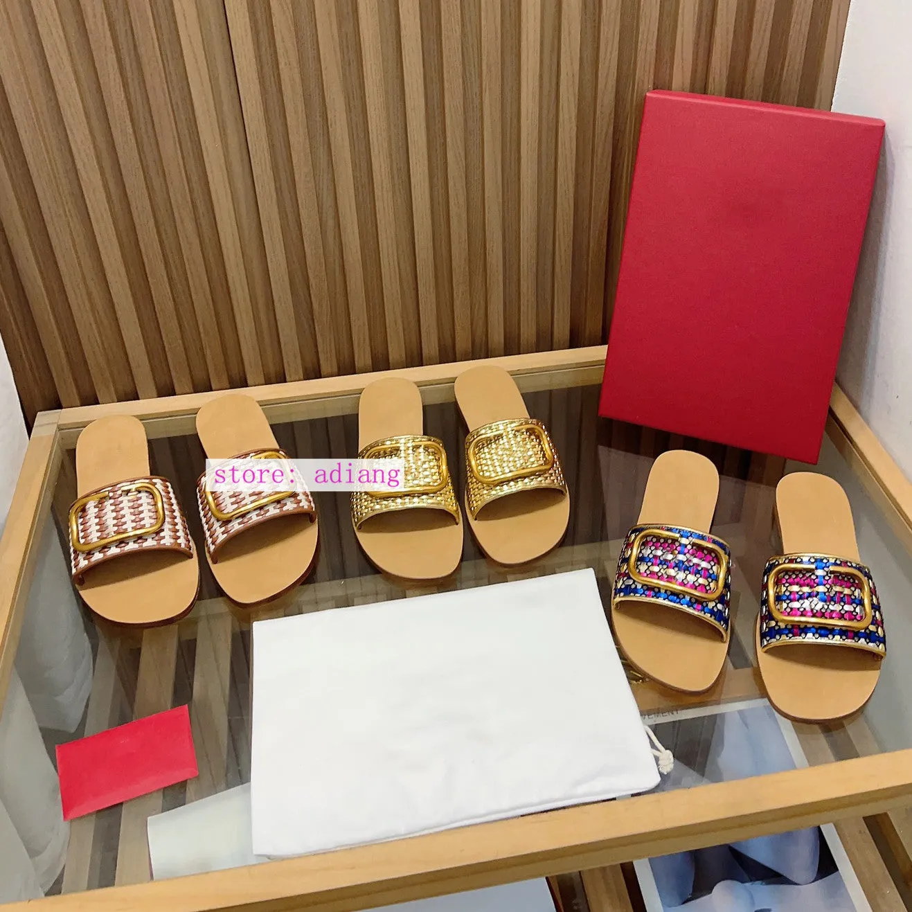 Colorful sheepskin weaving slippers fashion shoes outwear women 2023 35-42 high quality