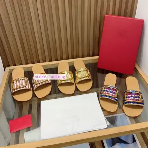 Colorful sheepskin weaving slippers fashion shoes outwear women 2023 35-42 high quality