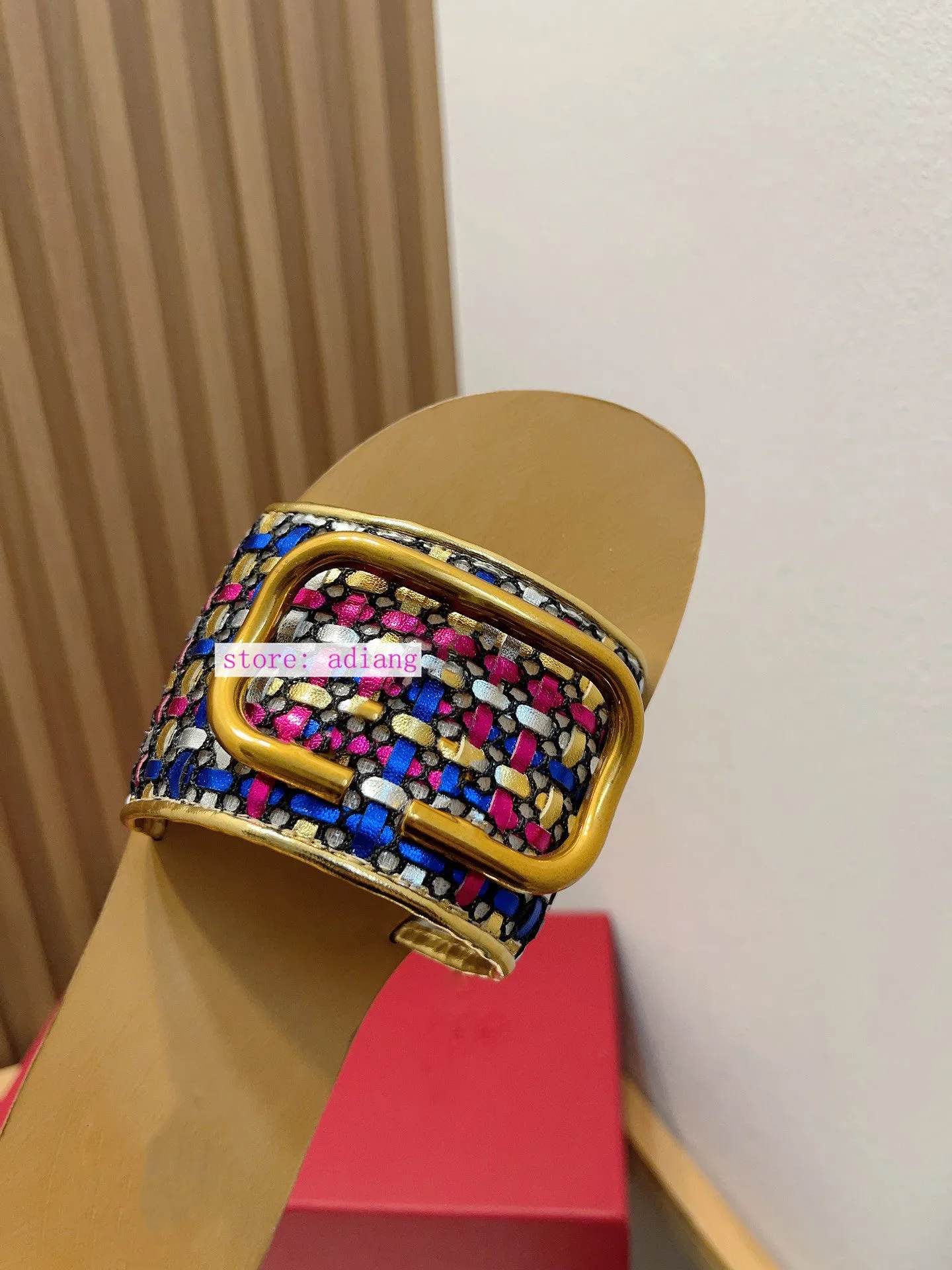 Colorful sheepskin weaving slippers fashion shoes outwear women 2023 35-42 high quality