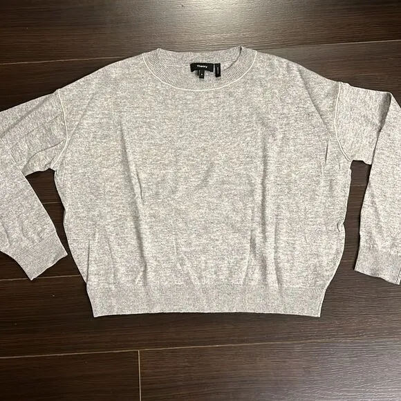 COPY - Theory Criselle 100% Merino Wool Crew Sweater, Gray, Size P