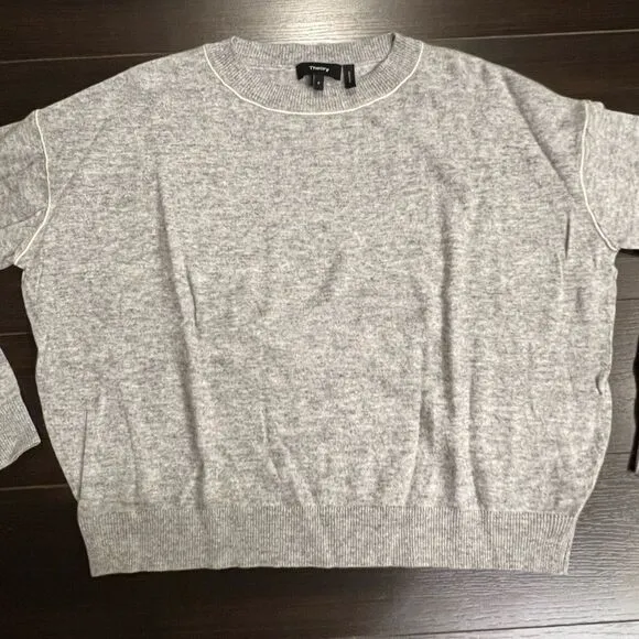 COPY - Theory Criselle 100% Merino Wool Crew Sweater, Gray, Size P