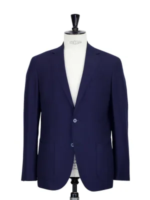 Corneliani Dark Blue Wool & Cashmere Herringbone Jacket