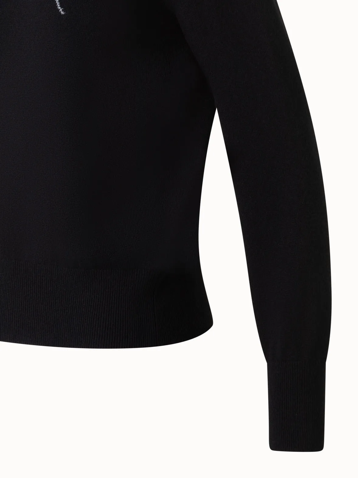 Crewneck Sweater in Cashmere with Dandelion Intarsia