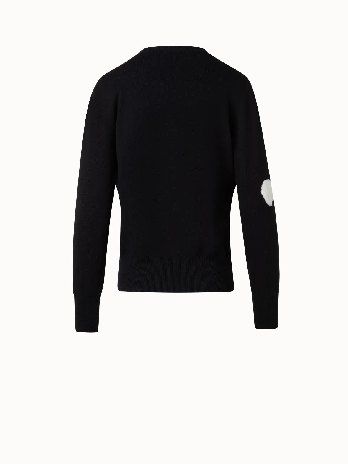 Crewneck Sweater in Cashmere with Dandelion Intarsia