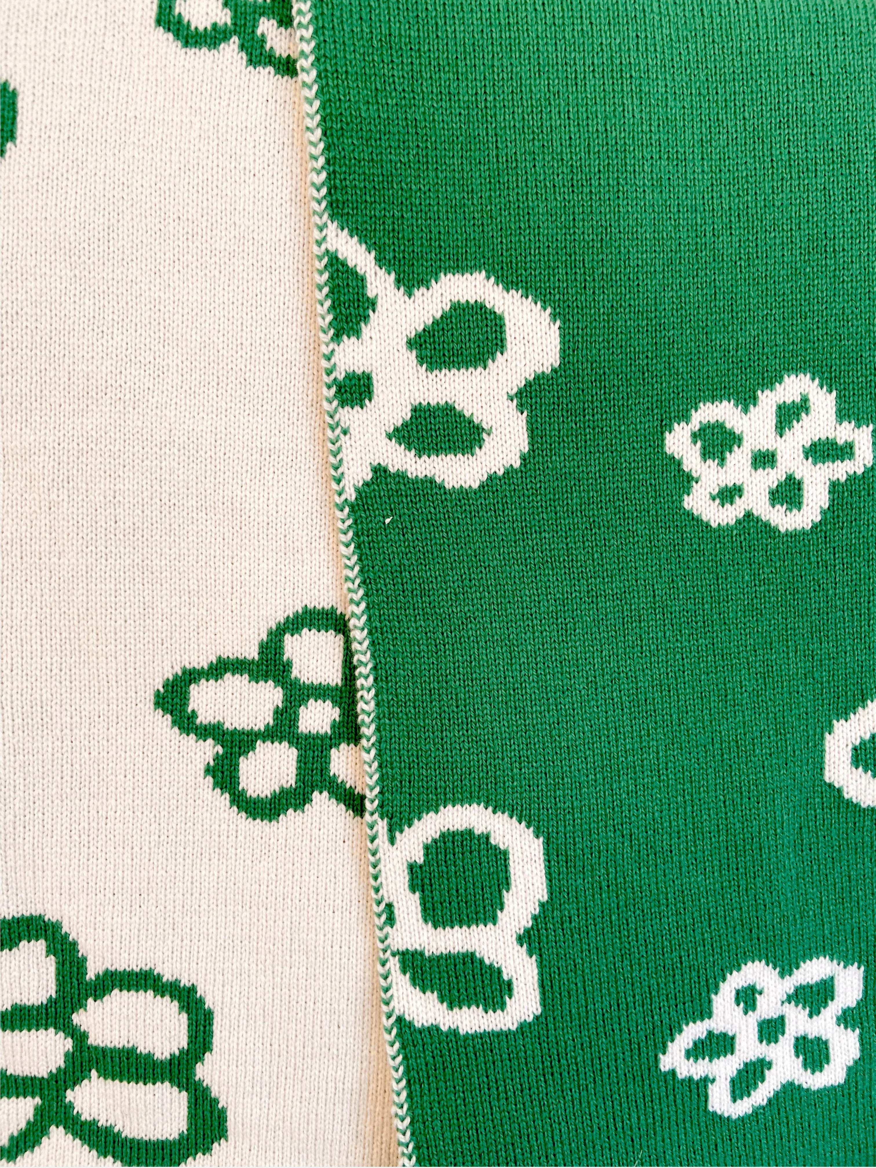 Daisy Wool and Cashmere Scarf in Jade Green Made to Order