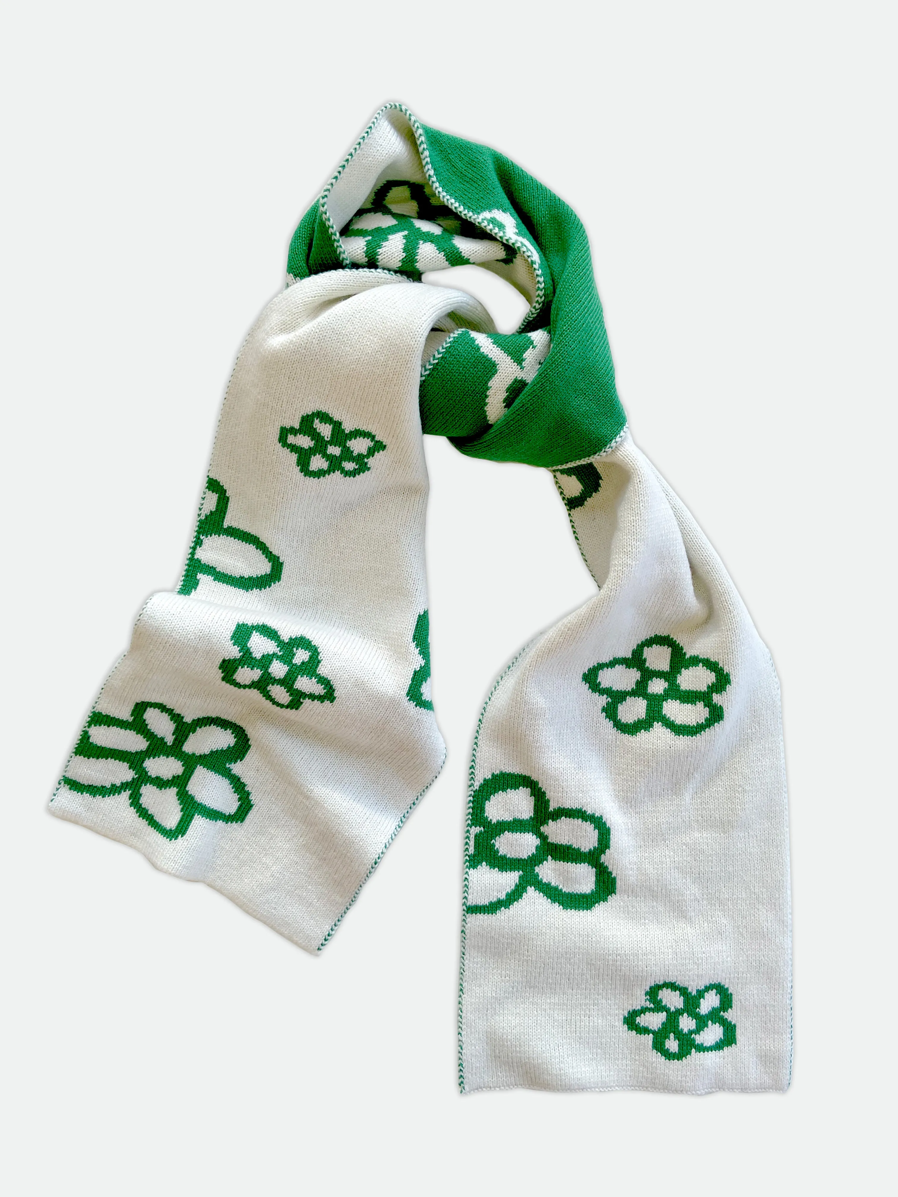 Daisy Wool and Cashmere Scarf in Jade Green Made to Order