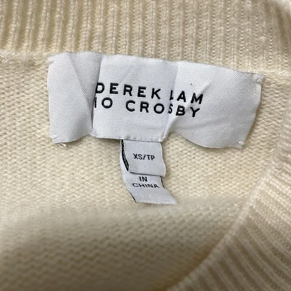 Derek Lam 10 Crosby‎ sweater wool cashmere XS cream gold trim