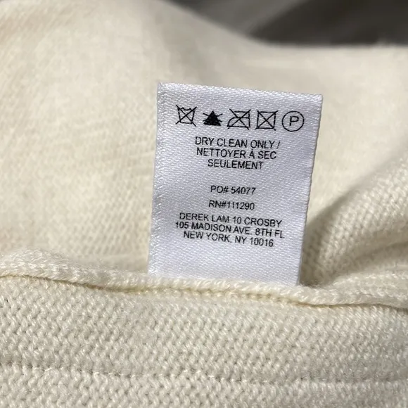 Derek Lam 10 Crosby‎ sweater wool cashmere XS cream gold trim