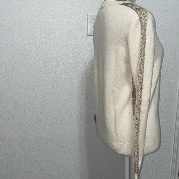 Derek Lam 10 Crosby‎ sweater wool cashmere XS cream gold trim