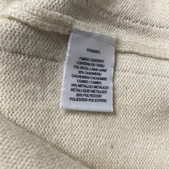 Derek Lam 10 Crosby‎ sweater wool cashmere XS cream gold trim